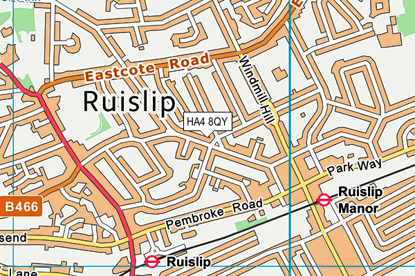 HA4 8QY map - OS VectorMap District (Ordnance Survey)