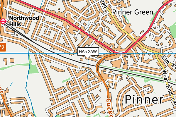 HA5 2AW map - OS VectorMap District (Ordnance Survey)