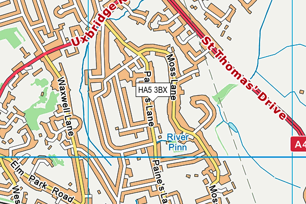 HA5 3BX map - OS VectorMap District (Ordnance Survey) HA5 3BX map - OS VectorMap District (Ordnance Survey)