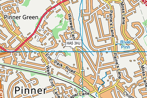 HA5 3HJ map - OS VectorMap District (Ordnance Survey)