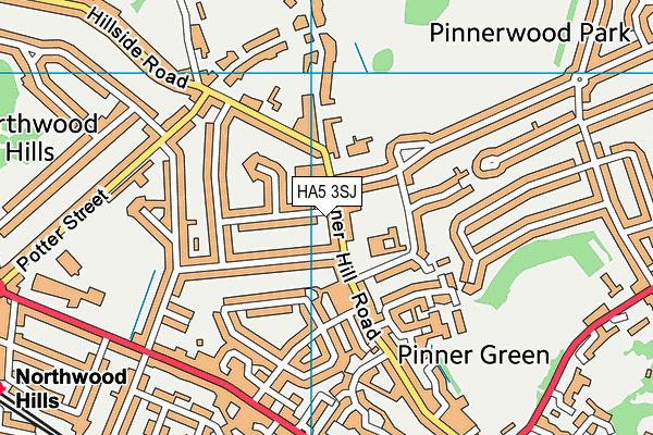 HA5 3SJ map - OS VectorMap District (Ordnance Survey)