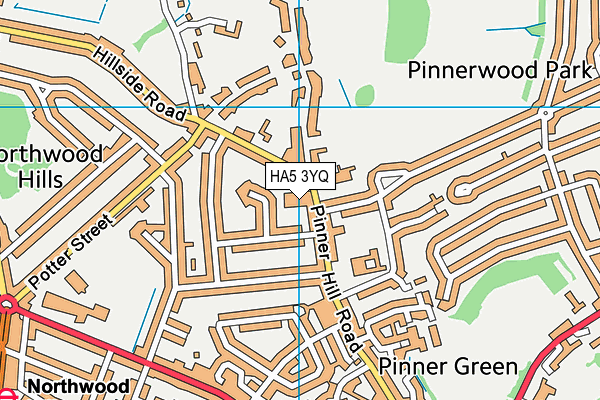 HA5 3YQ map - OS VectorMap District (Ordnance Survey) HA5 3YQ map - OS VectorMap District (Ordnance Survey)