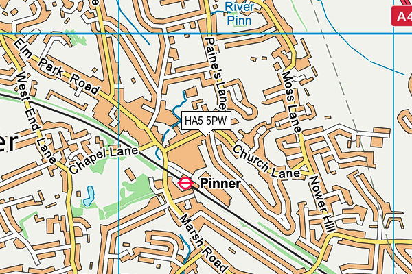 HA5 5PW map - OS VectorMap District (Ordnance Survey) HA5 5PW map - OS VectorMap District (Ordnance Survey)