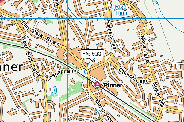 HA5 5QQ map - OS VectorMap District (Ordnance Survey) HA5 5QQ map - OS VectorMap District (Ordnance Survey)