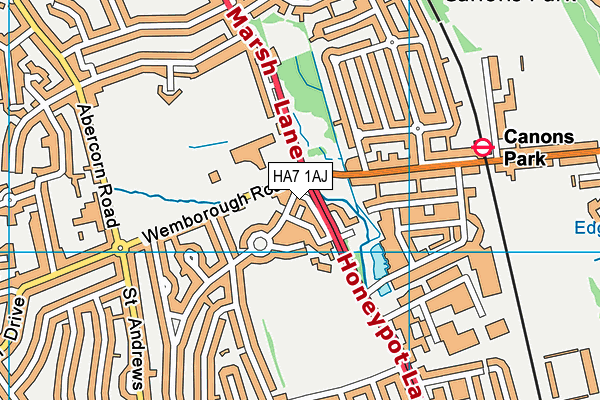 HA7 1AJ map - OS VectorMap District (Ordnance Survey) HA7 1AJ map - OS VectorMap District (Ordnance Survey)
