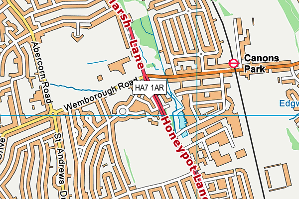 HA7 1AR map - OS VectorMap District (Ordnance Survey)
