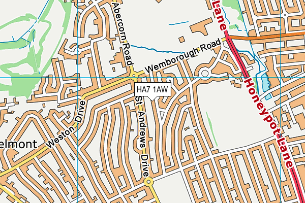 HA7 1AW map - OS VectorMap District (Ordnance Survey) HA7 1AW map - OS VectorMap District (Ordnance Survey)