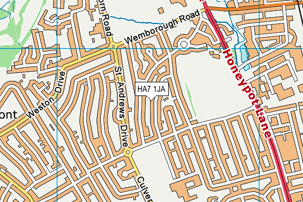 HA7 1JA map - OS VectorMap District (Ordnance Survey) HA7 1JA map - OS VectorMap District (Ordnance Survey)