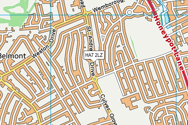 HA7 2LZ map - OS VectorMap District (Ordnance Survey) HA7 2LZ map - OS VectorMap District (Ordnance Survey)