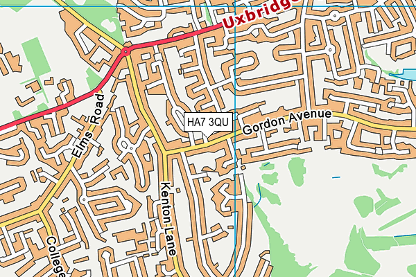 HA7 3QU map - OS VectorMap District (Ordnance Survey)