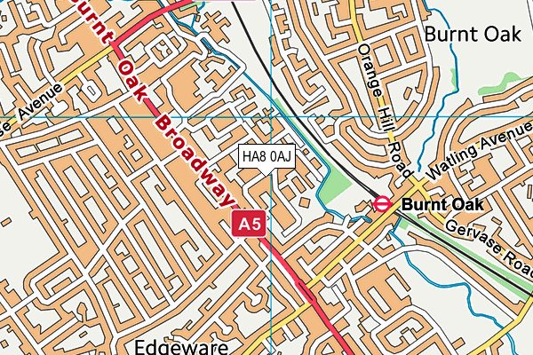 HA8 0AJ map - OS VectorMap District (Ordnance Survey)