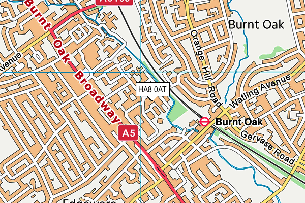 HA8 0AT map - OS VectorMap District (Ordnance Survey)