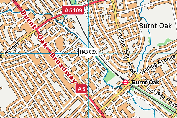 HA8 0BX map - OS VectorMap District (Ordnance Survey)