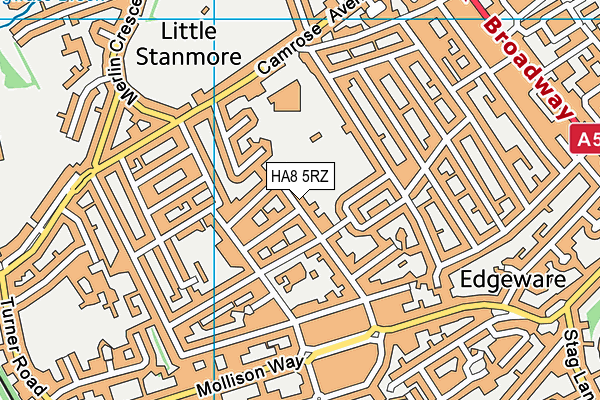 HA8 5RZ map - OS VectorMap District (Ordnance Survey) HA8 5RZ map - OS VectorMap District (Ordnance Survey)