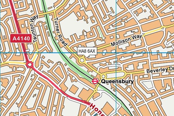 HA8 6AX map - OS VectorMap District (Ordnance Survey) HA8 6AX map - OS VectorMap District (Ordnance Survey)
