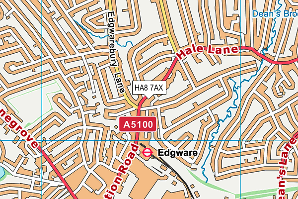HA8 7AX map - OS VectorMap District (Ordnance Survey)
