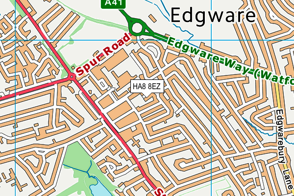 HA8 8EZ map - OS VectorMap District (Ordnance Survey)