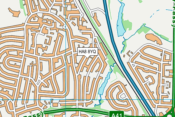 HA8 8YQ map - OS VectorMap District (Ordnance Survey) HA8 8YQ map - OS VectorMap District (Ordnance Survey)