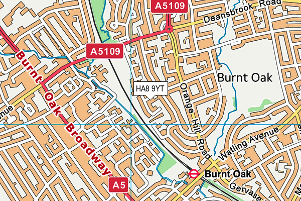 HA8 9YT map - OS VectorMap District (Ordnance Survey)