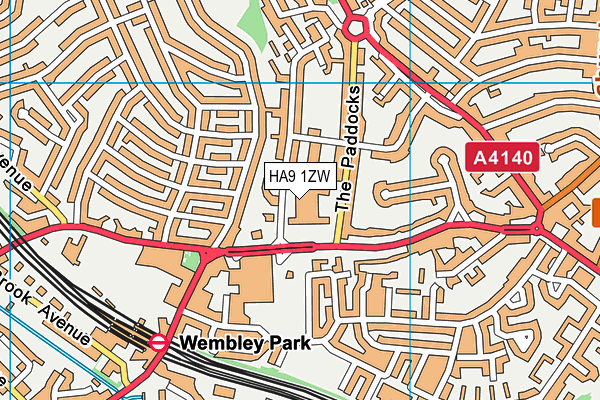 HA9 1ZW map - OS VectorMap District (Ordnance Survey) HA9 1ZW map - OS VectorMap District (Ordnance Survey)