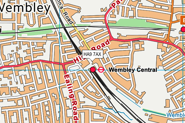HA9 7AX map - OS VectorMap District (Ordnance Survey)