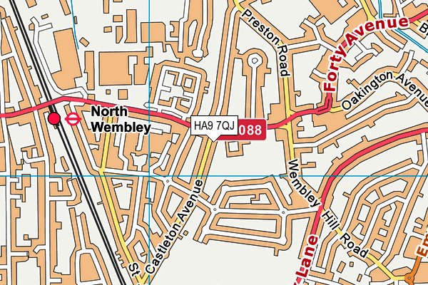 HA9 7QJ map - OS VectorMap District (Ordnance Survey) HA9 7QJ map - OS VectorMap District (Ordnance Survey)