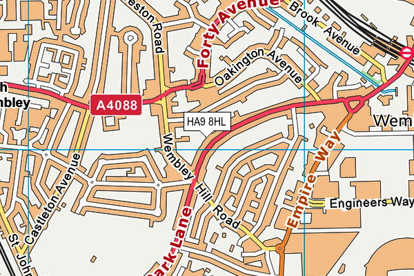 HA9 8HL map - OS VectorMap District (Ordnance Survey)