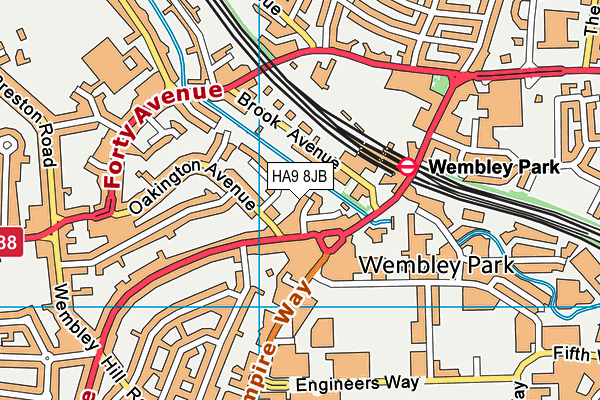 HA9 8JB map - OS VectorMap District (Ordnance Survey)