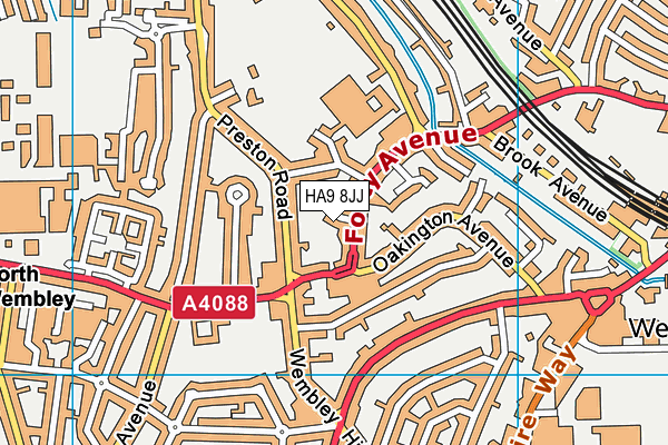 HA9 8JJ map - OS VectorMap District (Ordnance Survey) HA9 8JJ map - OS VectorMap District (Ordnance Survey)