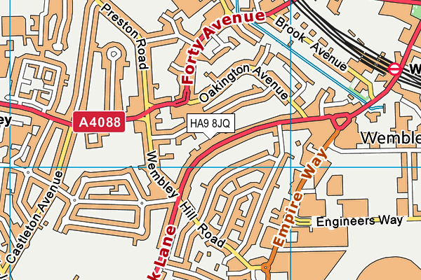 HA9 8JQ map - OS VectorMap District (Ordnance Survey)