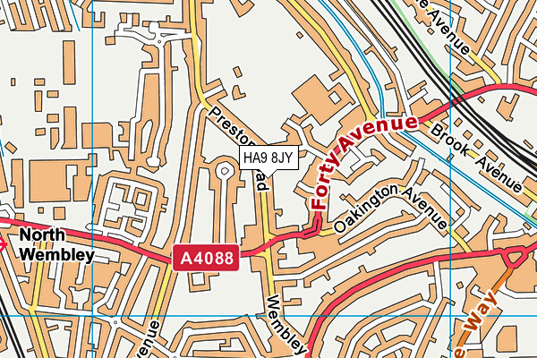 HA9 8JY map - OS VectorMap District (Ordnance Survey) HA9 8JY map - OS VectorMap District (Ordnance Survey)