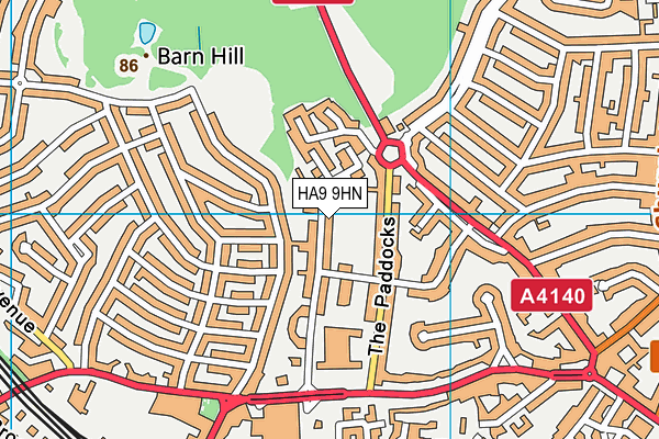HA9 9HN map - OS VectorMap District (Ordnance Survey)