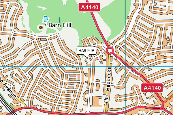 HA9 9JB map - OS VectorMap District (Ordnance Survey) HA9 9JB map - OS VectorMap District (Ordnance Survey)