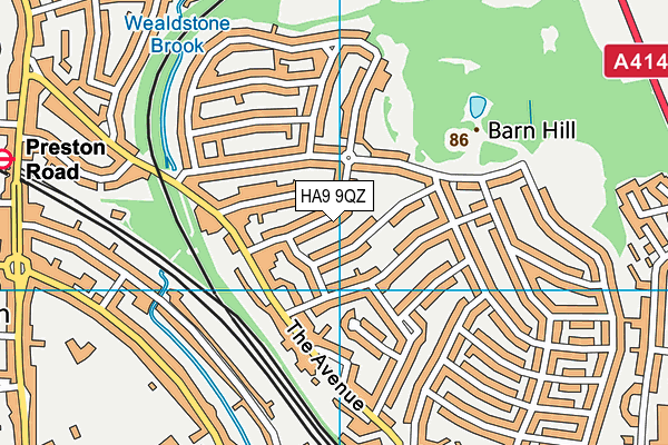 HA9 9QZ map - OS VectorMap District (Ordnance Survey) HA9 9QZ map - OS VectorMap District (Ordnance Survey)