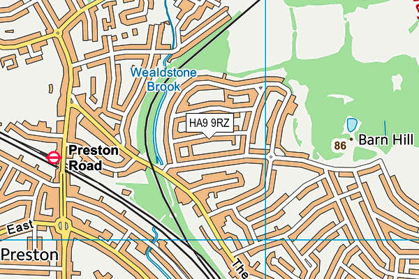 HA9 9RZ map - OS VectorMap District (Ordnance Survey) HA9 9RZ map - OS VectorMap District (Ordnance Survey)