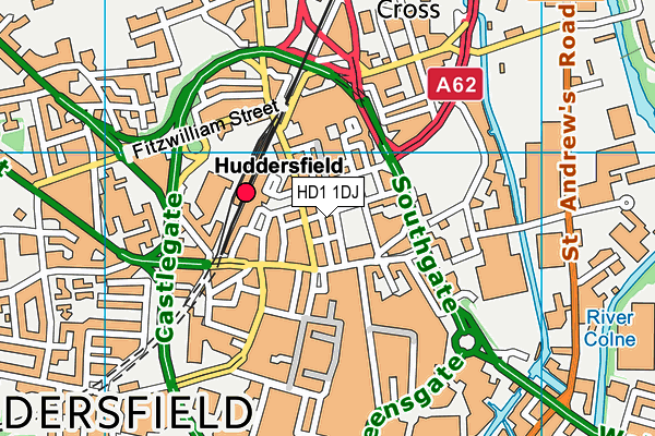 HD1 1DJ map - OS VectorMap District (Ordnance Survey)