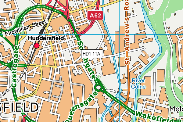 HD1 1TA map - OS VectorMap District (Ordnance Survey)