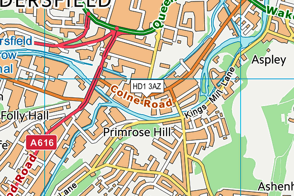 HD1 3AZ map - OS VectorMap District (Ordnance Survey) HD1 3AZ map - OS VectorMap District (Ordnance Survey)