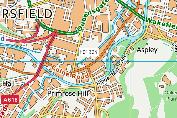 HD1 3DN map - OS VectorMap District (Ordnance Survey)