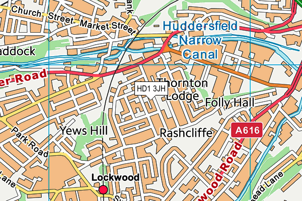 HD1 3JH map - OS VectorMap District (Ordnance Survey)