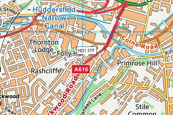 HD1 3TF map - OS VectorMap District (Ordnance Survey)
