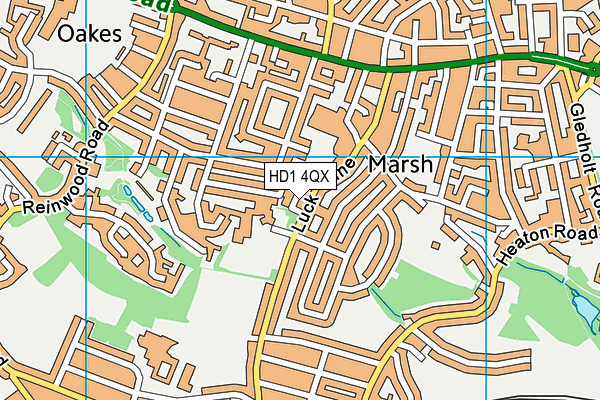 HD1 4QX map - OS VectorMap District (Ordnance Survey)
