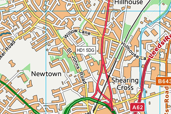 HD1 5DG map - OS VectorMap District (Ordnance Survey) HD1 5DG map - OS VectorMap District (Ordnance Survey)