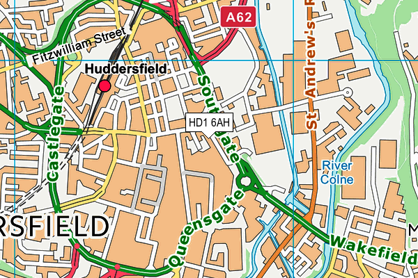 HD1 6AH map - OS VectorMap District (Ordnance Survey)