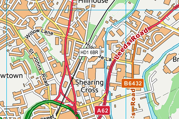 HD1 6BR map - OS VectorMap District (Ordnance Survey)