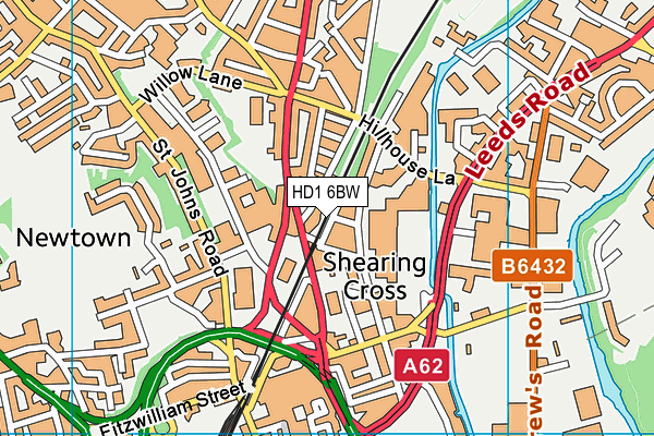 HD1 6BW map - OS VectorMap District (Ordnance Survey)