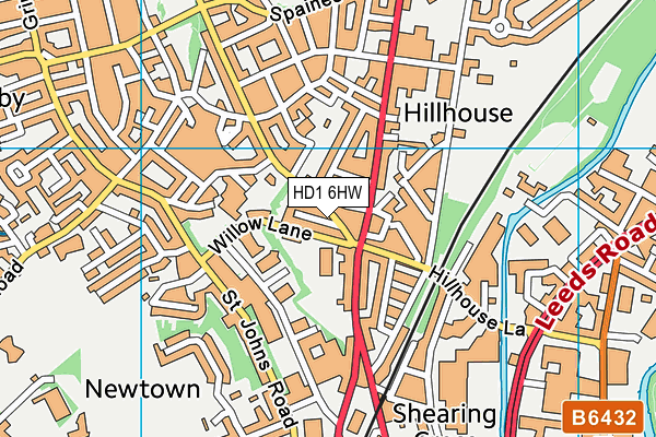 HD1 6HW map - OS VectorMap District (Ordnance Survey)