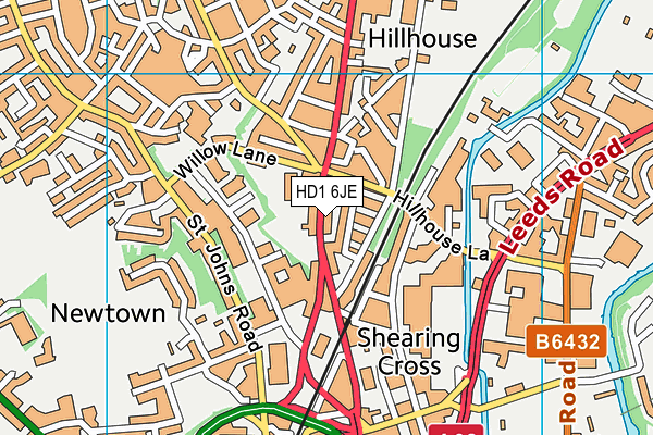 HD1 6JE map - OS VectorMap District (Ordnance Survey) HD1 6JE map - OS VectorMap District (Ordnance Survey)