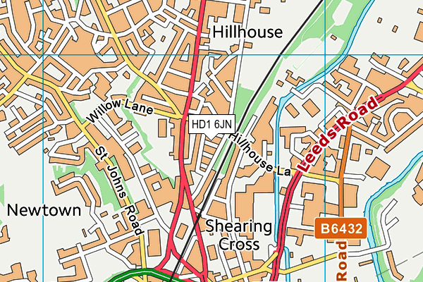 HD1 6JN map - OS VectorMap District (Ordnance Survey)
