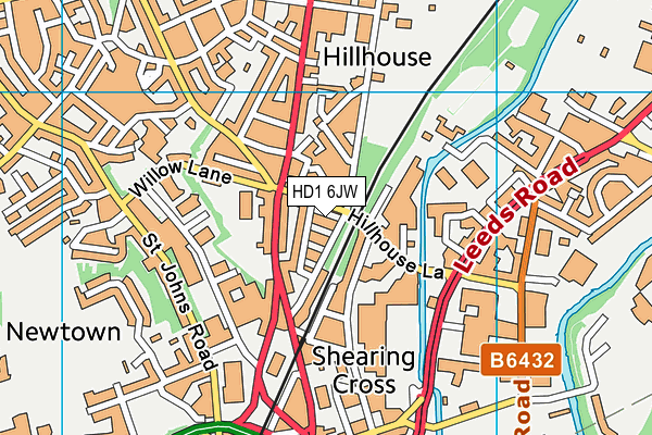 HD1 6JW map - OS VectorMap District (Ordnance Survey) HD1 6JW map - OS VectorMap District (Ordnance Survey)